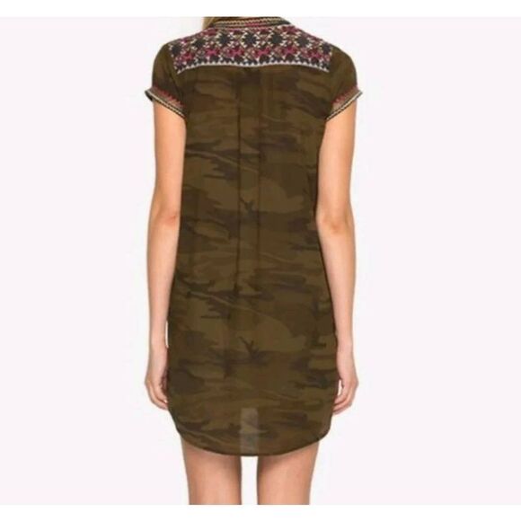 Johnny Was Ronnie Laceup Embroidered Camouflage Tunic Dress sz XS - Picture 2 of 5